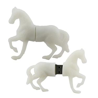 Imagem de Flash Drives USB em forma de cavalo de 32 GB, cartão de memória, pen drive USB 2.0, pendrive USB, disco flash USB (branco)