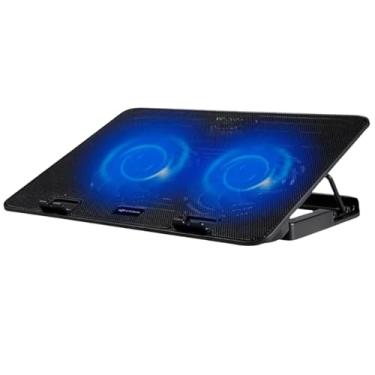 Imagem de Base Refrigerada Para Notebook 2 Cooler Fina Inclinável USB Com Led Azul Base Para Notebook Vertical