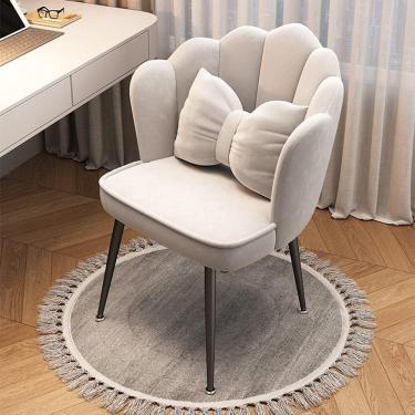 Imagem de Cadeira de escritório de veludo, cadeira de recepção com altura ajustável para sala de estar, cadeira de maquiagem de pétalas Cadeira ergonômica para computador Cadeira giratória com encosto