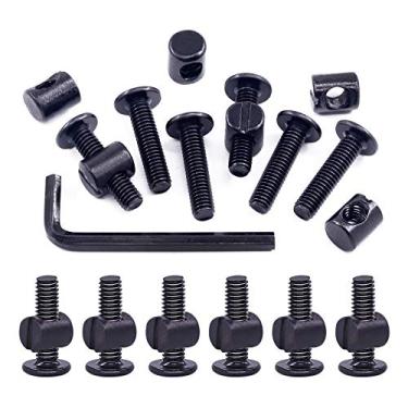 Imagem de Swpeet 25 peças de parafusos pretos M6 × 25 mm para berço, cabeça sextavada para berço e porcas com 1 chave Allen perfeita para móveis, berços, parafusos (M6 x 25 mm)