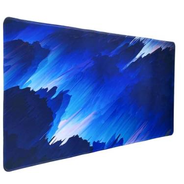 Imagem de Hosimoln Mouse pad para jogos, tamanho 2GG 35,4 x 15,7 cm de espessura, 0,3 cm, mousepad de computador antiderrapante e à prova d'água com bordas costuradas para jogos, escritório e casa mármore