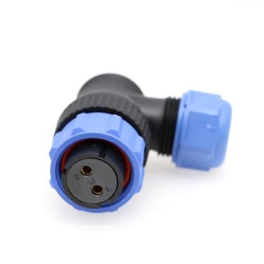 Imagem de SZRMCC Conector SP21, ângulo reto, plugue de 2 pinos, 12 V 30 A, conector redondo IP68, impermeável, industrial para sistema de energia solar Bluetti AC200MAX (fêmea)
