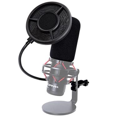 Imagem de SUNMON Filtro pop de microfone com capa de espuma Windsrceen, compatível com HyperX QuadCast, tela de 6 camadas com clipe de pescoço de ganso flexível de 360° braço estabilizador para melhorar a qualidade do som, redução de ruído