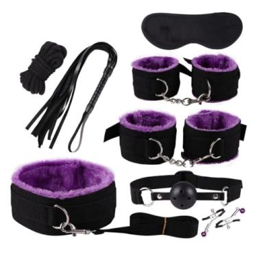 Imagem de Kit Com 8 Peças Casais Sexuais, Brinquedos Sensuais Adultos, Acessórios Eróticos, Algemas, Jogo Sexual (Roxo)