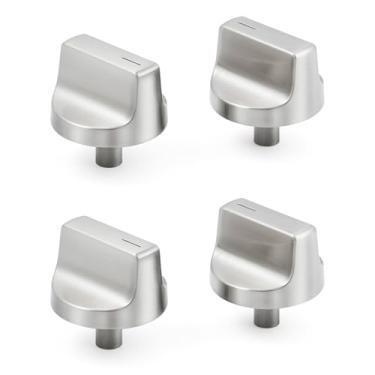 Imagem de 4 peças W11517334 puxador de fogão para peças de reposição de fogão Whirlpool, W11122869 puxadores de queimador para Whirlpool Range Parts puxadores superiores de fogão de aço inoxidável