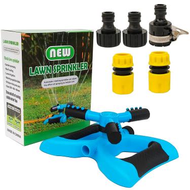 Imagem de Aspersor de jardim para gramado, irrigador oscilante, irrigador de jardim, sistema de irrigação de jardim com rotação de 360 graus, irrigadores para crianças e animais de estimação (azul quadrado)