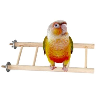 Imagem de Escada de madeira, escada de salto, trampolim para pássaros, brinquedos de papagaio, escada, suporte de madeira, mastro de pé, acessórios para gaiola de pássaros