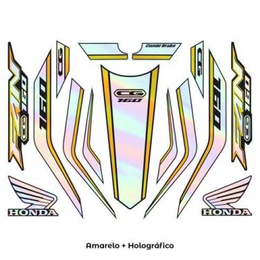 Imagem de Kit Para Moto Honda Cg Fan 160 Ano 23-24 Holográfico Amarelo - Resitan