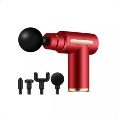 Imagem de Pistola Massageadora Elétrica Recarregavel para Recuperação Muscular e Alívio de Tensão com Cabeçotes Intercambiáveis e Velocidades Ajustáveis (Vermelho)