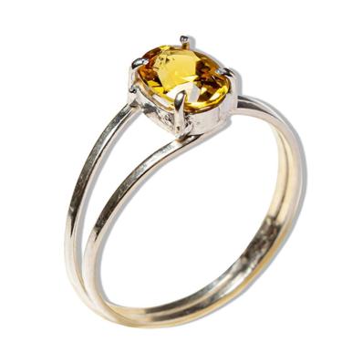 Imagem de Anel Nlux Citrino Cabochão Facetado Ajustável Prata 950