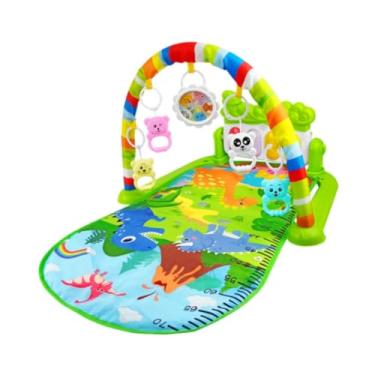 Imagem de Esquirla Tapete de atividades para bebês com piano e brinquedos pendurados, Dinossauro Verde, Tamanho real