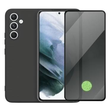 Imagem de Capa Aveludada e Película de Privacidade 3D para Samsung Galaxy S21 Plus, Capinha Preta Premium e Película Anti-Espião