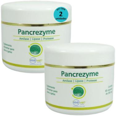 Imagem de Pancrezyme 60 Cápsulas 280mg Para Cães e Gatos Inovet Kit Com 2
