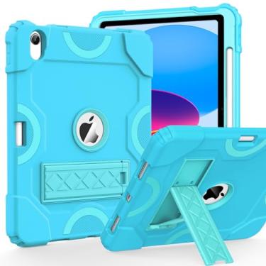 Imagem de Cantis Capa para iPad 11 polegadas (A16) 2025/iPad 10ª geração 2022 (11 polegadas), capa à prova de choque 10ª geração com suporte de lápis e suporte, azul lago + azul