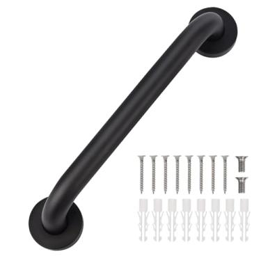 Imagem de Barras de apoio de banho de aço inoxidável – Alças de segurança pretas de 30 cm para idosos, crianças e deficientes