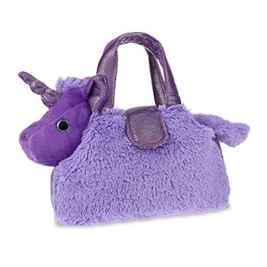Imagem de DolliBu Bolsa de pelúcia de unicórnio roxo para animais de estimação - bolsa fofa de unicórnio de pelúcia para meninas, Roxa