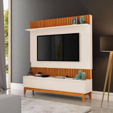 Imagem de Painel Tv Sala Moderno Para 75 Polegadas Ripado Antalya Mdf