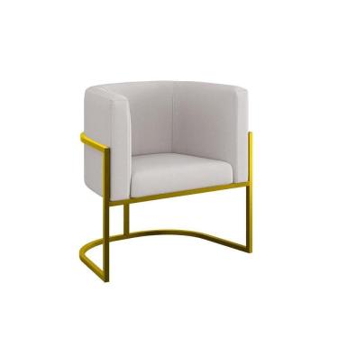Imagem de Poltrona Moderna Confortável Com Base De Metal Gold Balaqui Bege
