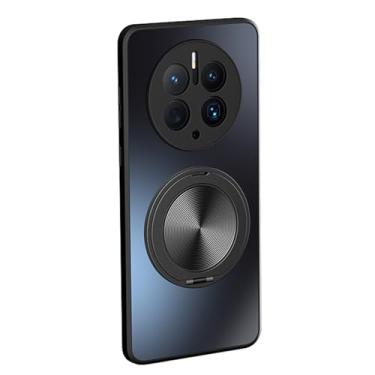 Imagem de HAO RIYLN Capa para Honor Magic 7 Pro/7, suporte de anel magnético, capa de telefone com suporte, proteção de lente da câmera, capa traseira fina de policarbonato antiarranhões, preta, 7