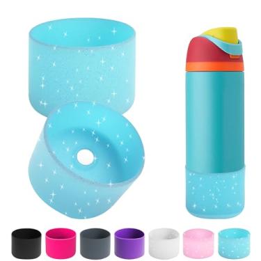 Imagem de 2 peças de bota de silicone para garrafa de água Owala 680.4 g 947.2 g 1,134.0 g, capa protetora antiderrapante para garrafas de água de aço inoxidável FreeSip, Twist e Flip (azul brilhante
