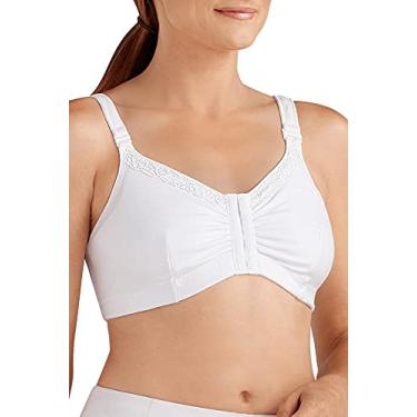 Imagem de Amoena Sutiã feminino confortável Hannah com fecho frontal sem aro, Branco, 36-38C/D