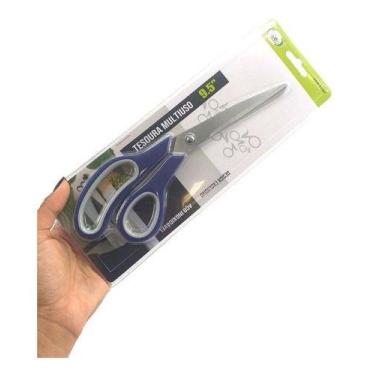 Imagem de Tesoura Aço Inox Multiuso Papel Escola Costura Cozinha 9,5'' - Supri L
