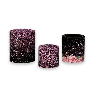 Imagem de Trio De Capa Cilindro - Geométrico Dourado Rosa Clara 025 - Via Cores