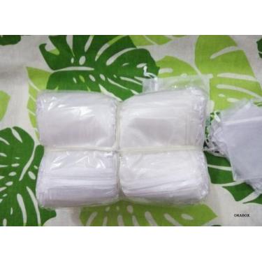 Imagem de 100 saquinhos de organza Fita Cetim Branco 11X17 - OKABOX