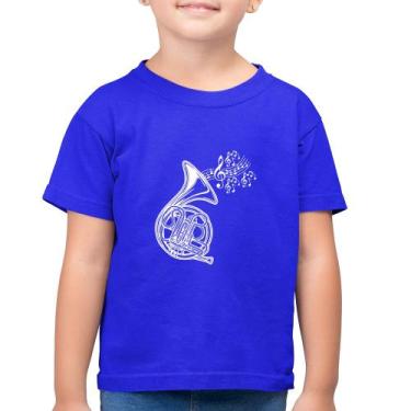 Imagem de Camiseta Algodão Infantil Trompa Notas Musicais - Foca na Moda, Azul r