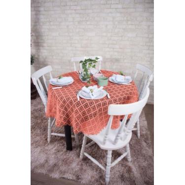Imagem de Toalha de Mesa Redonda Renda Estampada 1,40m - JCM, Salmão