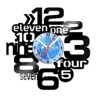Imagem de Relógio De Parede Disco Vinil Números Inglês - VNU-008 - Modernarte