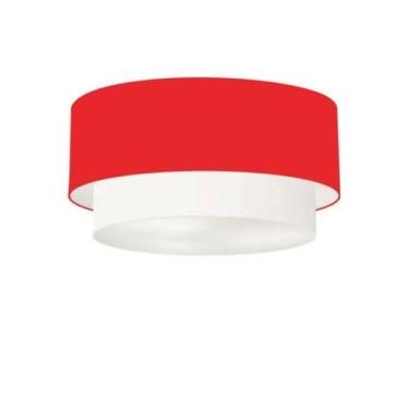 Imagem de Plafon Duplo Cilíndrico Vivare Md-3062 Cúpula Tecido 45x40cm - Bivolt,