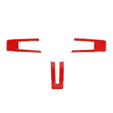 Imagem de Acessórios interiores para decoração de volante compatíveis com Ford Mustang 2009-2013, vermelho