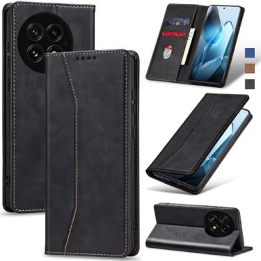 Imagem de Jasonyu Flip Carteira Capa para OnePlus 13,Capinha Folio Magnética de Couro com Suporte para Cartão,Suporte para Chute - Protetora Durável de TPU à Prova de Choque para Telefone,Preto