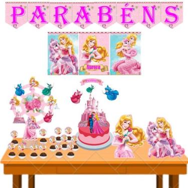 Imagem de Kit Festa Decoração Aniversário Aurora Bela Adormecida infantil com pu