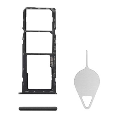 Imagem de BESJMYT Substituição da bandeja do cartão SIM para Samsung Galaxy A20s (versão SIM único) Adaptador de suporte de slot de bandeja de cartão preto com ejetor de agulha para A20s SM-A207F