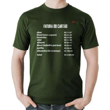 Imagem de Camiseta Algodão Fatura do Cartão - Foca na Moda, Musgo, P