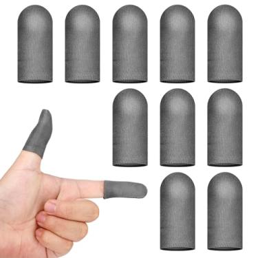 Imagem de 10 peças de mangas de dedo para jogos, luvas de polegar respiráveis para gamer, fibra prateada, antisuor, capas protetoras de dedo ultrafinas para celular, jogos, acessórios para celular e tablets