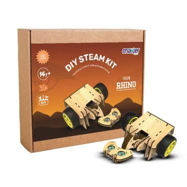 Imagem de Kit de Robótica MDF STEM Carrinho Combate C/ Controle Iron Rhino - Mak
