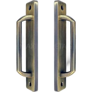 Imagem de Puxador Duplo Colonial Porta Correr Madeira Rústico 148Mm