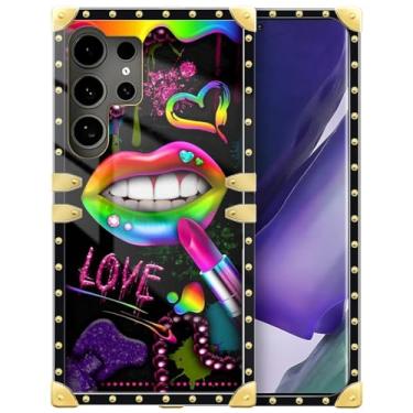 Imagem de Yuning419 Capa compatível com Samsung Galaxy S25 Ultra, capas de batom para meninas e mulheres, capa protetora rígida de policarbonato TPU macio de luxo macio à prova de choque para Samsung Galaxy S25