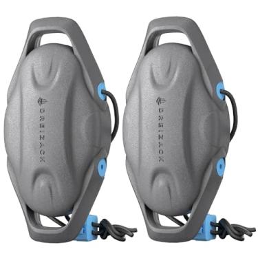 Imagem de Dreizack Para-lamas de barco 2 pacotes, para-choques de barco para ancoragem com 2 cordas, para-choque inflável com nervuras de pontão marinho para docas, cinza escuro