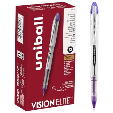 Imagem de Caneta esferográfica uniball Vision Elite, bastão, negrito 0,8 mm, tinta roxa, barril branco/roxo
