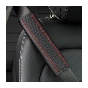 Imagem de Osilly Almofadas de cinto de segurança de carro, pacote com 2 capas de alça de ombro de couro de fibra, mais conforto ao dirigir e proteger seu pescoço, capa de alça de segurança universal para