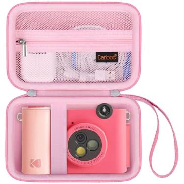 Imagem de Canboc Estojo de transporte para KODAK Smile+ câmera digital sem fio de impressão instantânea, bolso de malha com zíper, papel fotográfico, cabo USB, rosa (apenas capa)