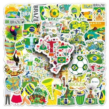 Imagem de Pacote com 50 adesivos do Brasil, garrafas de água, laptop, celular, computador, guitarra, skate, hidroflasks Brasil, vinil, adesivos, à prova d'água, estéticos, modernos decalques para crianças,