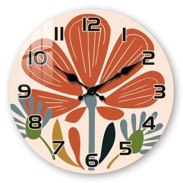 Imagem de Tomopetime Relógio de parede grande para sala de estar - Relógios de parede com flores operados por bateria de 40 cm - Relógio de parede rústico para casa de fazenda sem tique-taque para quarto,