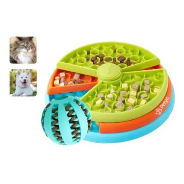 Imagem de Kit Comedouro Labirinto 3 Níveis + Bolinha Porta-Petisco PETYC Para Cães e Gatos Alimentação Saudável