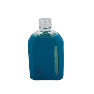 Imagem de Garrafa de vidro de silicone de 200 ml, tampa CNC de alumínio billet, frasco personalizado soprado à mão premium (verde escuro)