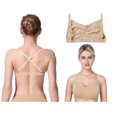 Imagem de Sutiã de balé profissional MOLLDAN para mulheres e meninas sem costura conversível Freebra com alças transparentes ajustáveis, sem esponja para apresentações de festa (Cup A B)